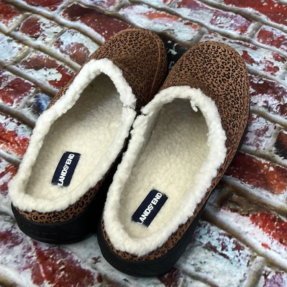 *Lands end brown black animal slip on casual shoes